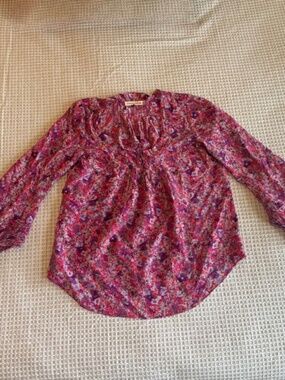 Rebecca Taylor Pink Floral Silk Blouse Size 4